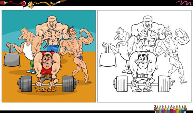 صفحه رنگ آمیزی گروه شخصیت های کارتونی ورزشکاران وکتور
