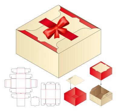 وکتور جعبه بسته بندی قالب طرح سه بعدی قالب برش قالب