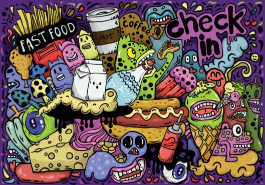 وکتور غذا و نوشیدنی گرافیتی به سبک هیپ هاپ