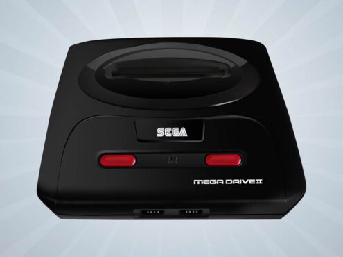 وکتور بازی و سرگرمی فیلم برداری از یک کنسول قدیمی گرافیک واقع گرایانه از Sega genesis دکمه های بزرگ در بالا و اتصالات فلزی برای کنترلرهای بازی وکتور رایگان برای بازی ها