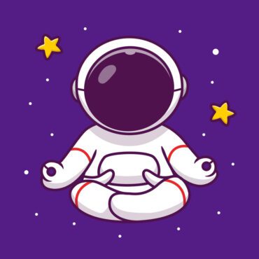 آیکون وکتور یوگا فضانورد زیبا در فضا