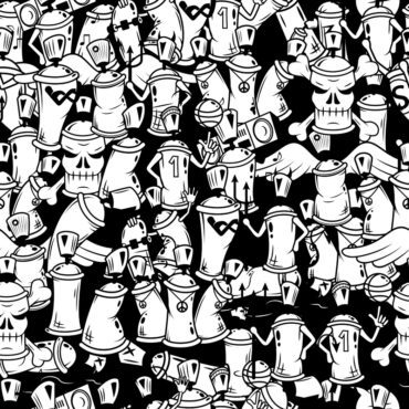 وکتور گرافیتی سیاه و سفید اسپری گرافیکی می تواند ترکیب شخصیت کارتونی برای تصویر برداری گرانج مترو و دیوار زیرزمینی