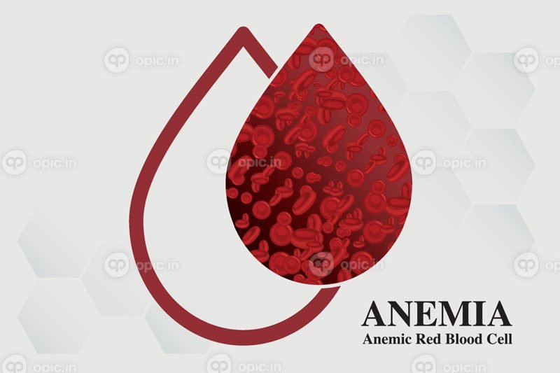 بردار کم خونی آهن گلبول قرمز خون پزشکی وکتور تصویر پزشکی
