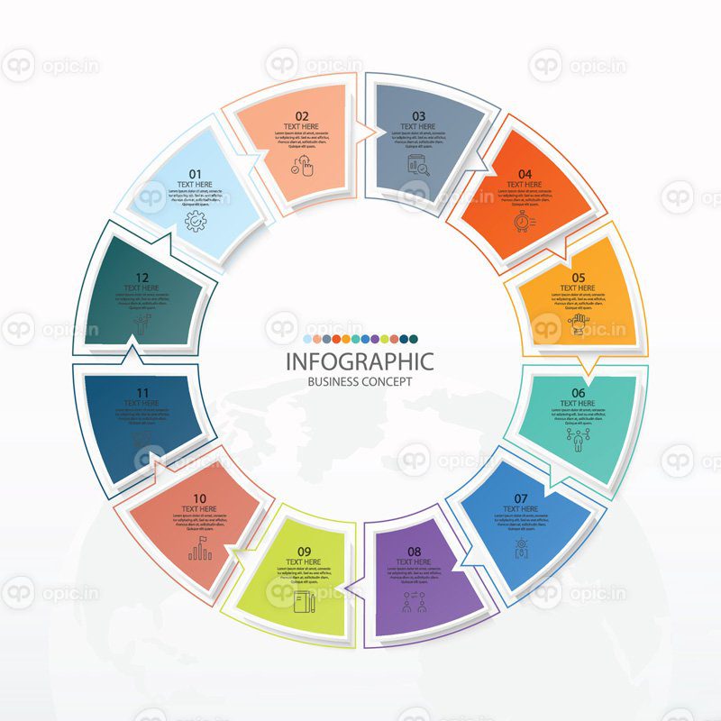 وکتور الگوی اینفوگرافی دایره پایه با مراحل
