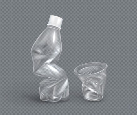 وکتور لیوان و بطری پلاستیکی مچاله شده برای وکتور آب