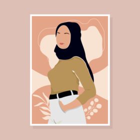 پوستر انتزاعی پرتره زنان با روسری زن مسلمان بدون صورت