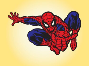 کتاب کمیک و گرافیک وکتور کارتونی یک شخصیت ابرقهرمانی محبوب مرد عنکبوتی که می پرد و وب را از تصاویر وکتور بدون دست خود برای ایجاد پوستر برچسب های چاپ لباس پخش می کند
