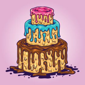 بنر تصاویر وکتور کیک تولد توت فرنگی خوشمزه برای