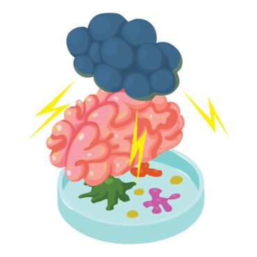 وکتور بیماری مغز نماد ابر بردار ایزومتریک با رعد و برق