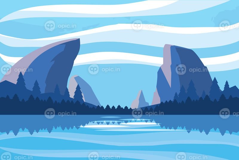منظره برداری با طرح تصویر برداری نماد صحنه دریاچه