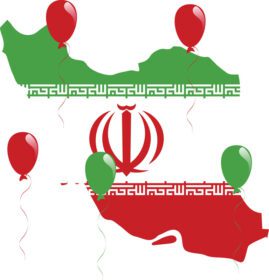 وکتور نقشه ایران پرچم و بادکنک های رنگی