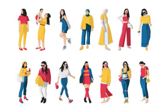 مجموعه وکتور زنان شیک مدرن در مجموعه لباس های مد
