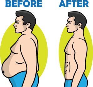 مرد چاق و لاغر قبل و بعد از کاهش وزن عضلانی و