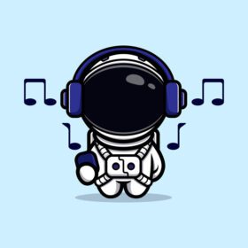 وکتور فضانورد ناز در حال گوش دادن به موسیقی با طرح طلسم هدفون