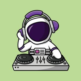 وکتور فضانورد ناز در حال پخش موسیقی دی جی با کارتون هدفون