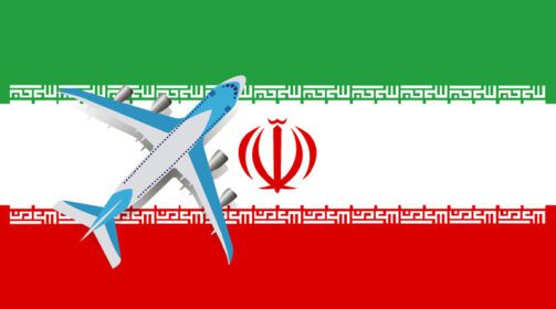 وکتور هواپیما و پرچم مفهوم سفر ایران برای طراحی