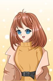 وکتور انیمیشن کارتونی دختر زیبا با موهای کوتاه و پوشیدن لباس های زمستانی