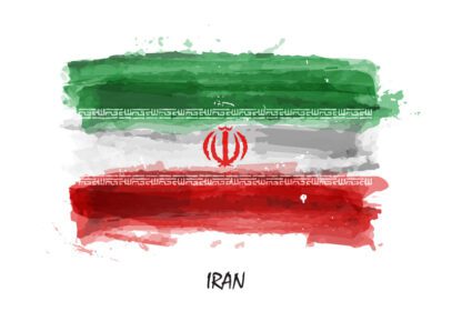 وکتور نقاشی آبرنگ واقع گرایانه پرچم ایران وکتور