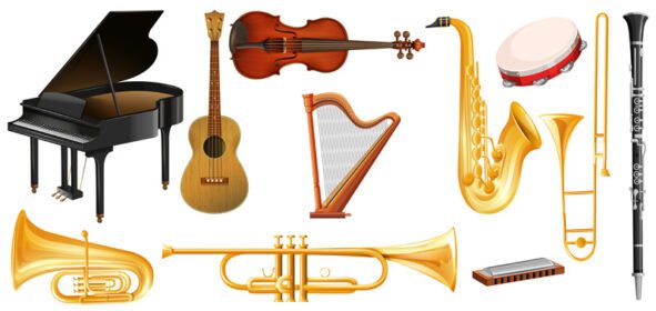 وکتور انواع مختلف تصویر سازهای موسیقی کلاسیک