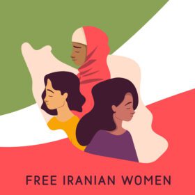 وکتور سه زن غمگین ایرانی با حجاب و موهای بلند پایه دار