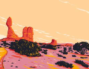 پوستر دنباله سنگ متعادل در طاق پارک ملی یوتا wpa پوستر هنر