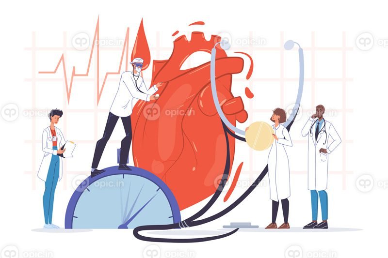 بردار پزشک تیم متخصص قلب و عروق معاینه قلب انسان