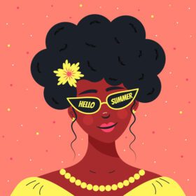 پوستر زیبای دختر آفریقایی با عینک آفتابی سلام تابستان