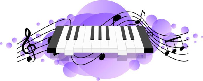 وکتور صفحه کلید الکترونیکی یا نمادهای موسیقی الکترونیکی آلات موسیقی