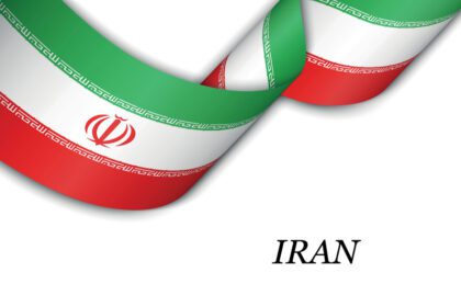 وکتور روبان یا بنر تکان دهنده با پرچم ایران