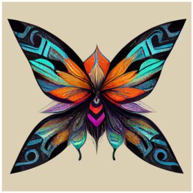 وکتور پروانه با دست کشیده شده عناصر طراحی تزئینی شیک