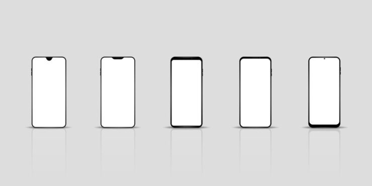 وکتور گوشی های هوشمند واقع گرایانه با ماکت های صفحه سفید خالی