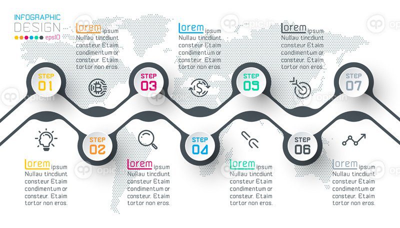 اینفوگرافیک برچسب دایره با گام به گام