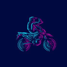 طراحی رنگارنگ لوگوی خط پاپ آرت دوچرخه سوار موتورکراس