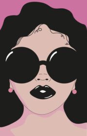 پوستر دختر سیاه در عینک آفتابی و گوشواره صورتی تصویر از