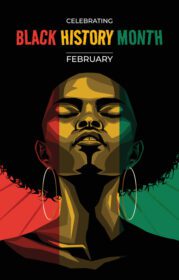 پوستر مفهومی ماه تاریخ سیاه پوستر با زن آفریقایی آمریکایی