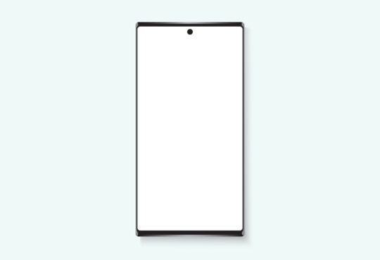 وکتور حاشیه باریک دستگاه تلفن هوشمند مدرن صفحه نمایش سفید سفید