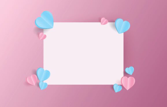 وکتور ماکت کارت نامه روز ولنتاین تزئین شده با رنگ صورتی و