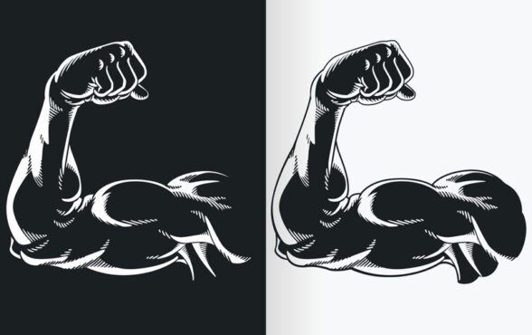 وکتور silhouette سیاه بازو در حال خم شدن عضله دوسر بازو