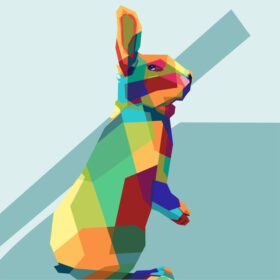 خرگوش wpap حیوانی مستطیل پاپ آرت وکتور رنگارنگ