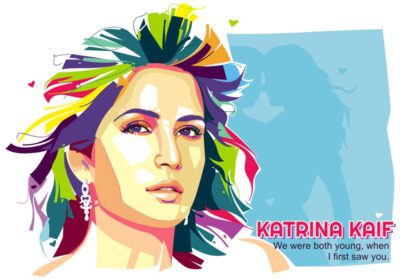 پوستر این پرتره رنگارنگ پرتره زیبای کاترینا کایف را ببینید نمونه بسیار خوبی از سبک هندسی این وکتور زیبای جدید و رایگان پرتره کاترینا کایف پوپارت است.