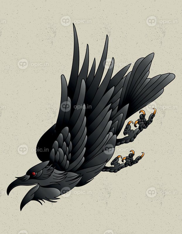 وکتور کلاغ خالکوبی کلاغ نئو سنتی