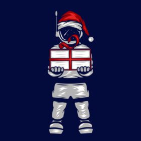 آرم بابا نوئل فضانورد خط پاپ آرت پرتره رنگارنگ