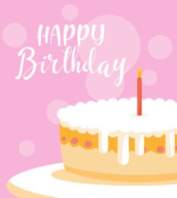 بنر کارت تبریک تولد با طرح وکتور کیک شیرین و شمع
