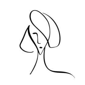 تصویر برداری وکتور سبک فشن با دست طراحی شده از چهره زن مفهومی مینیمالیستی ابله خطی خطی مراقبت از پوست سر زن آرم یا نماد زیبایی