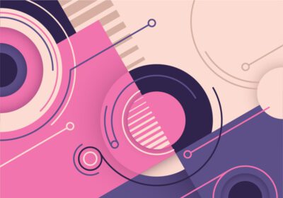 جلد موسیقی وکتور با تصویر دیجیتالی پس زمینه یکپارچهسازی با رنگ صورتی برای ارائه بروشور برنامه وب یا جلد موسیقی با اشکال خلاقانه