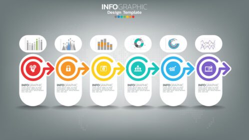 وکتور اینفوگرافیک عنصر رنگی مرحله ای با نمودار نمودار فلش مفهوم بازاریابی آنلاین کسب و کار