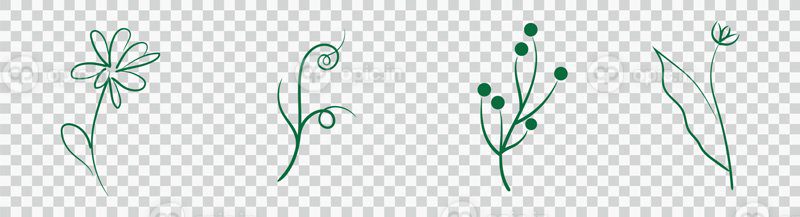 وکتور شاخه گل و گل های مینیمالیستی برای لوگو یا خالکوبی
