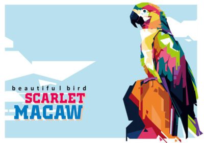 پوستر این پرتره رنگارنگ اسکارلت ماکائو زیباترین پرنده نمونه بسیار خوبی از سبک هندسی این جدید و رایگان اسکارلت ماکائو زیباترین وکتور پرنده است