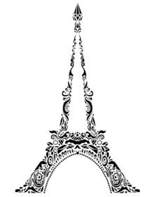 وکتور برج ایفل فرانسوی به رنگ سیاه و سفید خالکوبی از