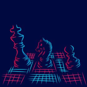 پوستر خط شطرنج پاپ آرت پرتره طراحی رنگارنگ با تیره